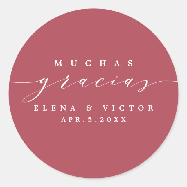 ELEGANT SCRIPT MUCHAS GRACIAS | DANK IHNEN STICKER (Vorderseite)