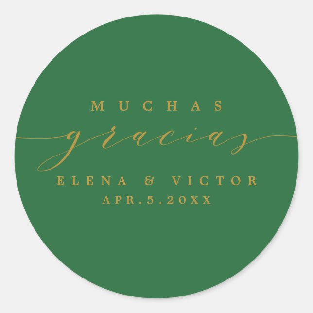 ELEGANT SCRIPT MUCHAS GRACIAS | DANK IHNEN STICKER (Vorderseite)