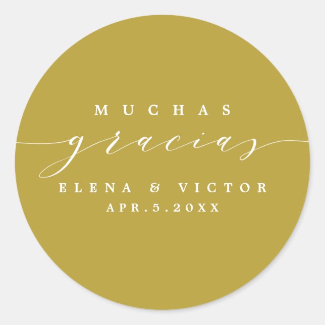 ELEGANT SCRIPT MUCHAS GRACIAS | DANK IHNEN STICKER (Vorderseite)