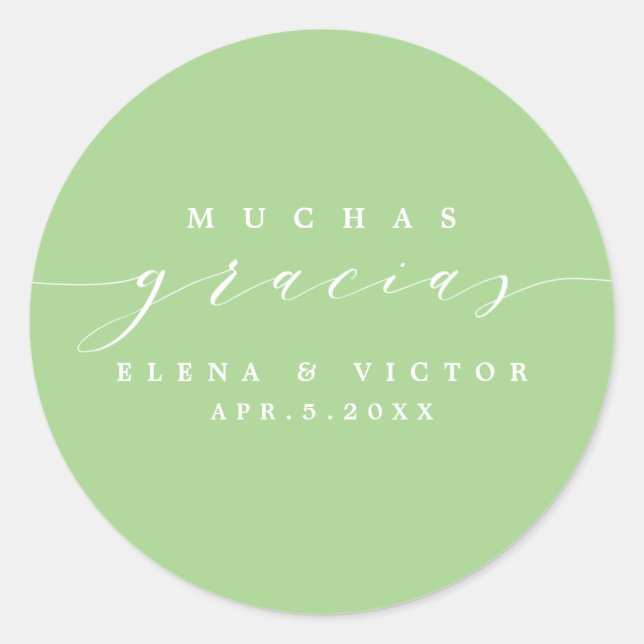 ELEGANT SCRIPT MUCHAS GRACIAS | DANK IHNEN STICKER (Vorderseite)