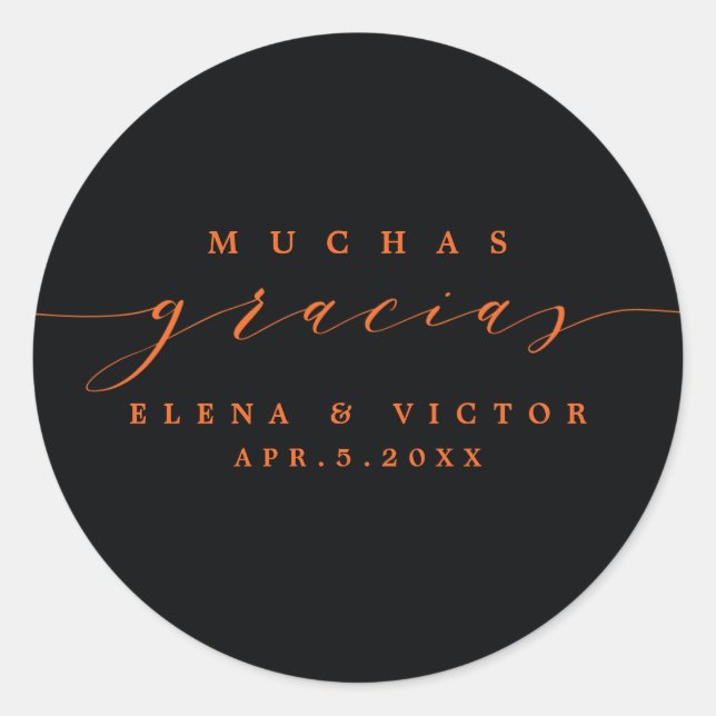 ELEGANT SCRIPT MUCHAS GRACIAS | DANK IHNEN STICKER (Vorderseite)