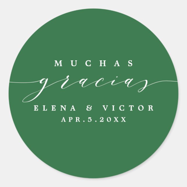 ELEGANT SCRIPT MUCHAS GRACIAS | DANK IHNEN STICKER (Vorderseite)