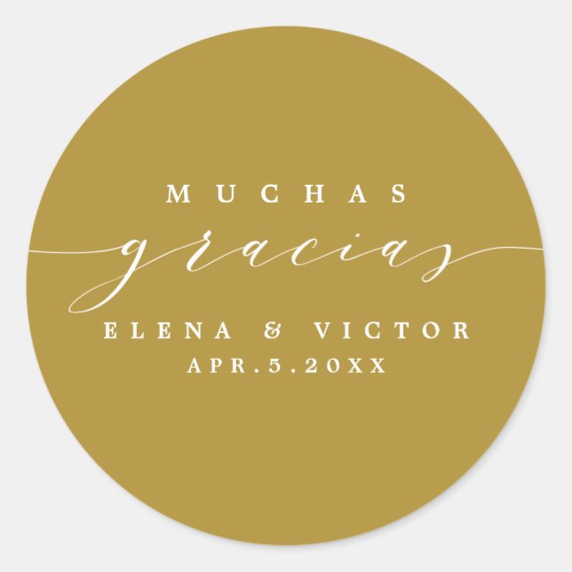 ELEGANT SCRIPT MUCHAS GRACIAS | DANK IHNEN STICKER (Vorderseite)