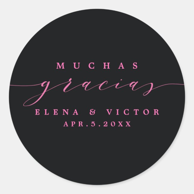 ELEGANT SCRIPT MUCHAS GRACIAS | DANK IHNEN STICKER (Vorderseite)