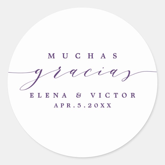 ELEGANT SCRIPT MUCHAS GRACIAS | DANK IHNEN STICKER (Vorderseite)