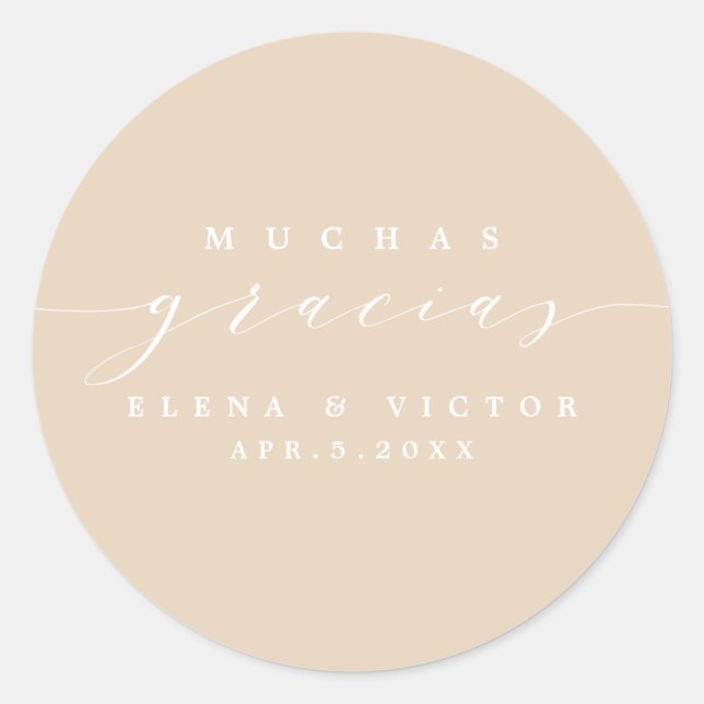 ELÉGANT SCRIPT MUCHAS GRACIAS | MERCI STICKER (Devant)