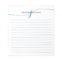 Elegant Script Navy Blue Modern Monogram Lined