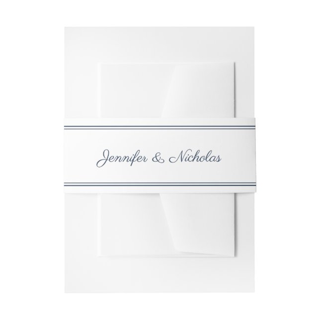 Elegant Script Navy Blue Wedding Einladungsbanderole (Vorderseite Beispiel)