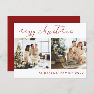 Élégant Script Noël Salutation Carte postale rou
