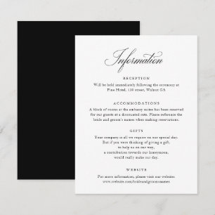 Élégant script noir blanc Mariage carte d'informat