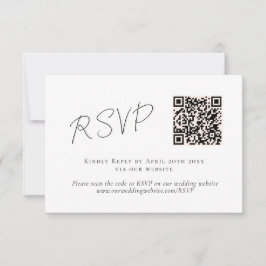 Élégant Script noir blanc QR Code Mariage RSVP