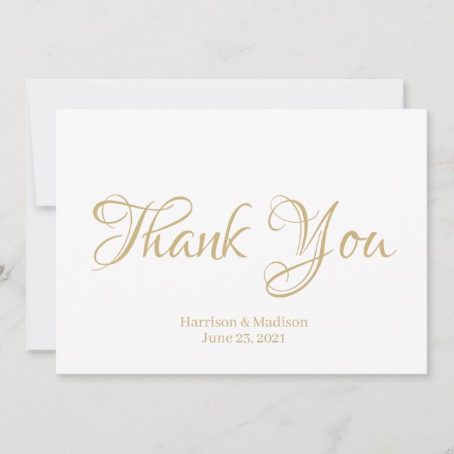 Élégant Script Personnalisé Mariage Merci Carte No (Devant)