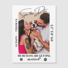 Elegant Script Pet Photo Wedding Save the Date Magnetkarte