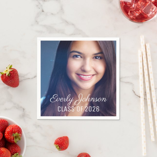 Elegant Script Photo Class of 2026 Party Serviette (Beispiel)