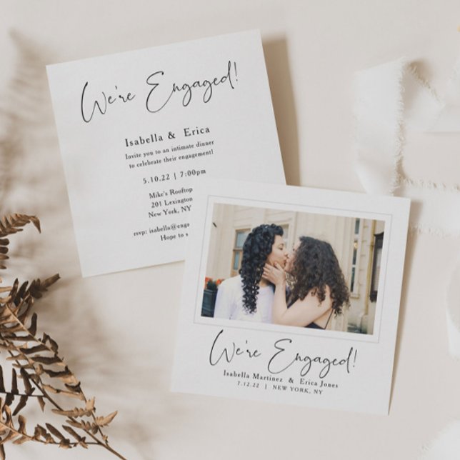 Élégant Script Photo Engagement Party Invitation (Créateur téléchargé)