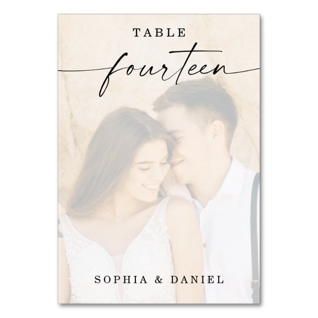 Élégant Script Photo Mariage Numéro de table Quato (Par défaut)