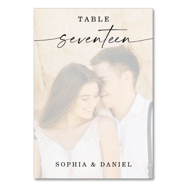 Élégant Script Photo Mariage Numéro de table Septi (Par défaut)