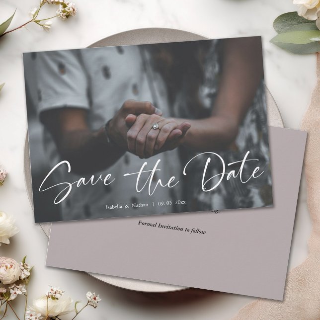 Elegant Script Photo Wedding Save The Date (Von Creator hochgeladen)