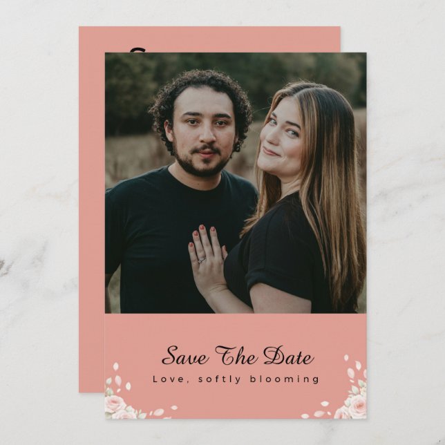 Elegant Script Photo Wedding Save the Date Invite  (Vorne/Hinten)