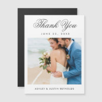 Elegant Script Photo Wedding Thank You Magnet