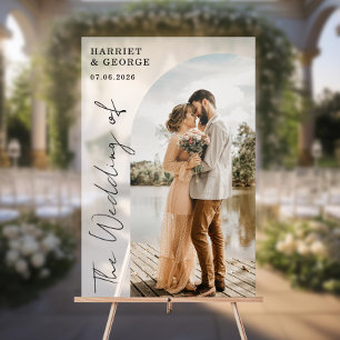 Élégant Script Photo Welcome Mariage Sign