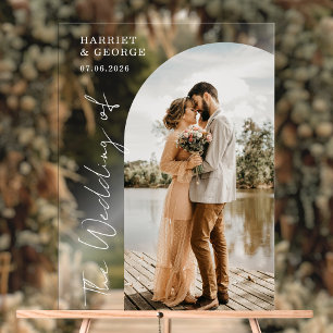 Élégant Script Photo Welcome Mariage Sign
