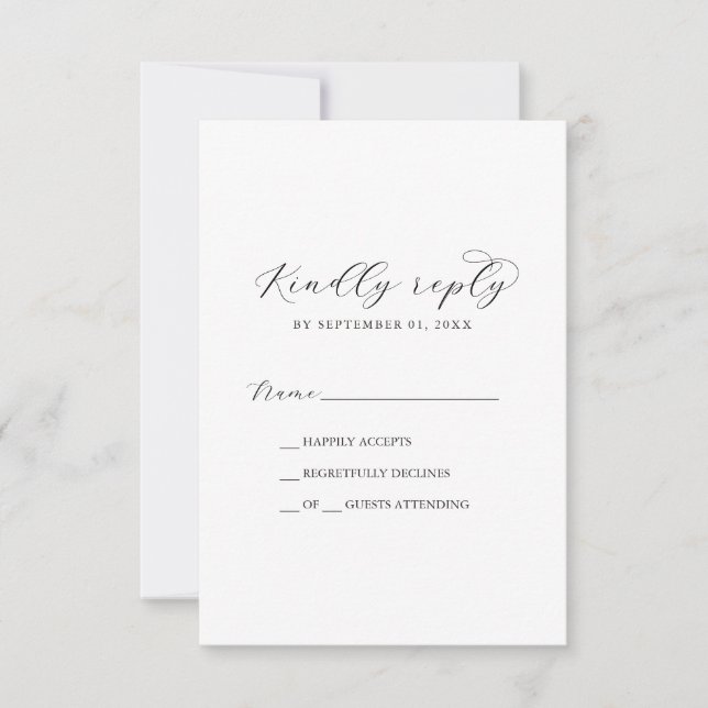 Elegant Script Printable or Printed RSVP Card Einladung (Vorderseite)