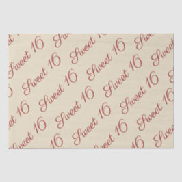 Elegant Script Red Sweet 16 Birthday Tan Seidenpapier