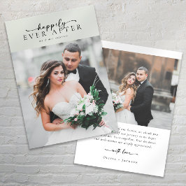 Elegant Script Romantic Photo Wedding Dankeskarte