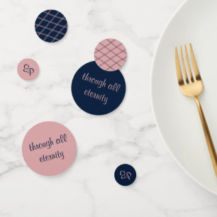 Élégant Script romantique Marine & Blush Confetti