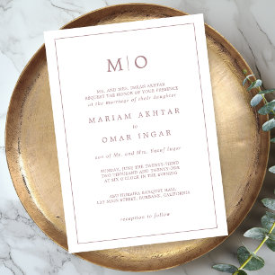 Élégant Script Rose Gold Monogram Invitation