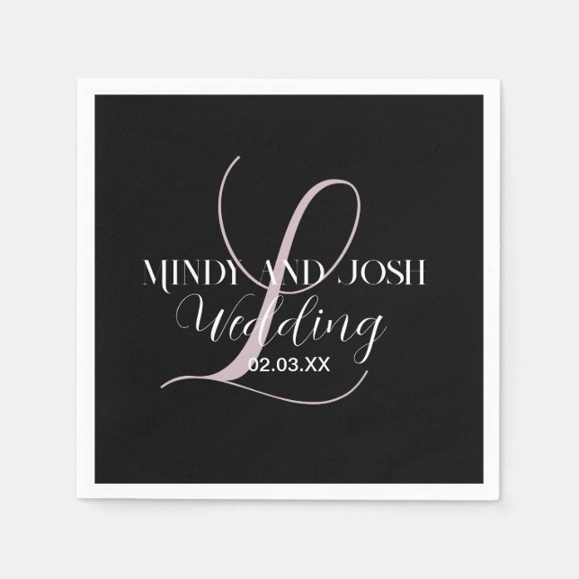 Elegant Script Rose Initial Wedding Favor  Serviette (Vorderseite)