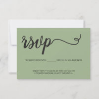 Élégant Script RSVP sièges réservés mariage vert