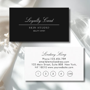 Elegant Script   Schwarz-Weiß-Salon 5 Treuekarte Visitenkarte
