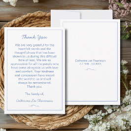 Elegant Script Simple Funeral Flat Thank You Card Dankeskarte