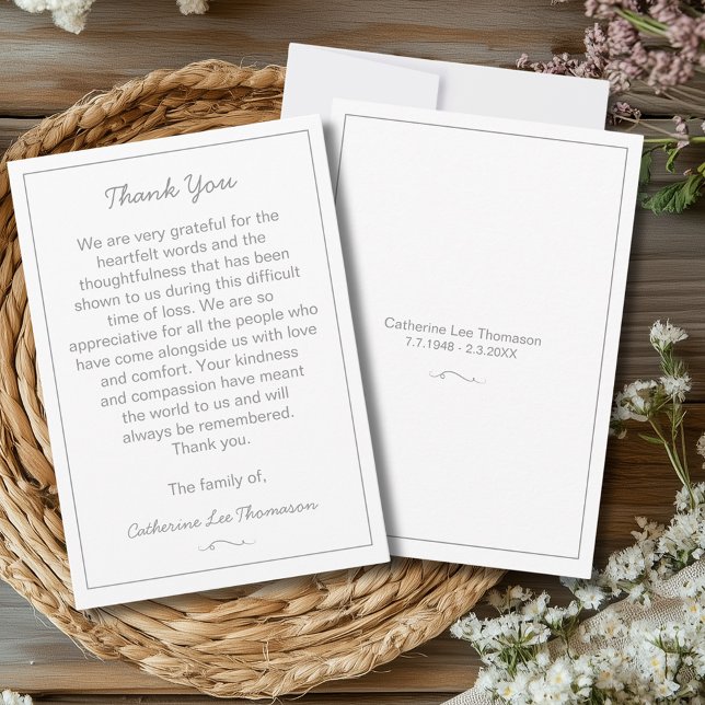 Elegant Script Simple Funeral Flat Thank You Card Dankeskarte (Elegant Script Simple Funeral Flat Thank You Card
)