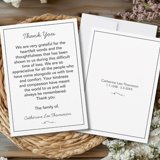 Elegant Script Simple Funeral Flat Thank You Card Dankeskarte (Elegant Script Simple Funeral Flat Thank You Card
)