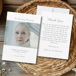 Elegant Script Simple Funeral Photo Thank You Card