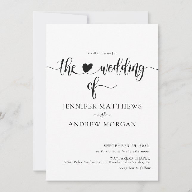 Élégant Script Simple Mariage Invitations (Devant)