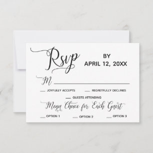 Élégant Script Simple Options de menu Mariage RSVP