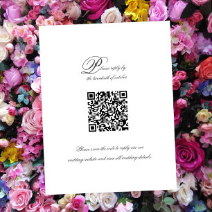 Élégant Script simple QR Code Mariage carte RSVP