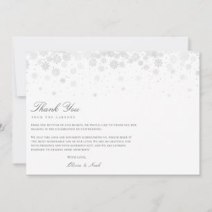 Élégant Script Snowflakes Carte de remerciements