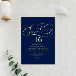 Elegant Script Sweet 16 Birthday Real Folieneinladung