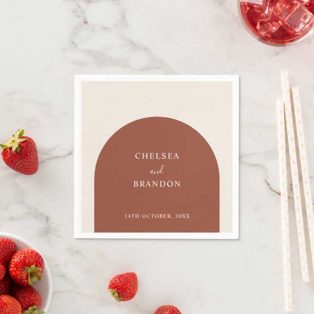 Elegant Script Terracotta Boho Arch Rustic Wedding Serviette (Beispiel)