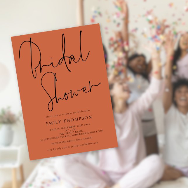 Élégant Script Terracotta Invitation de douche nup (Available digitally or printed)