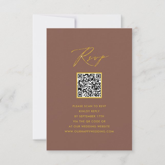 Élégant Script Terracotta Simple QR Wedding RSVP (Devant)