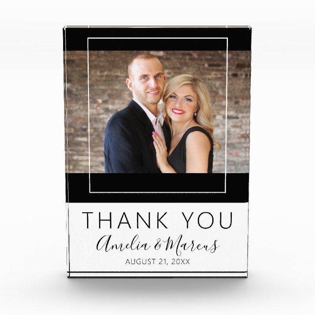Elegant Script Thank you Wedding Favor Keepsake Fotoblock (Vorderseite)