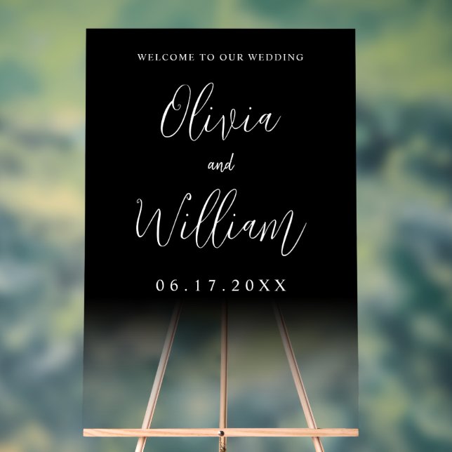 Élégant Script Transparent Mariage Welcome (Neutre)