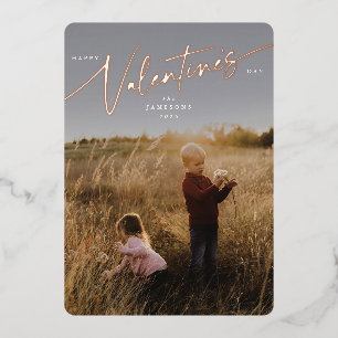 Élégant Script Valentine's Day Foil Carte photo