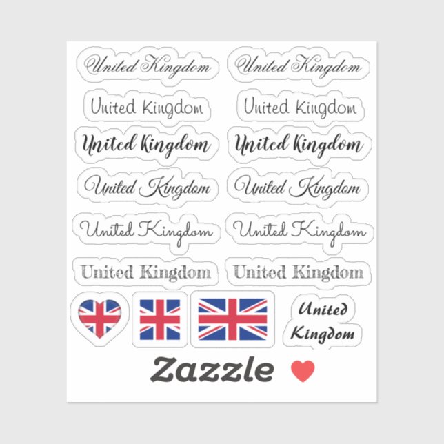 Elegant Script Vereinigtes Königreich/Britische Fl Aufkleber (Blatt)